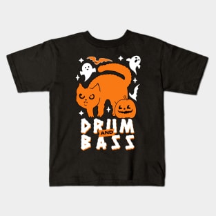 DRUM AND BASS  - Halloween Steez (White/Orange) Kids T-Shirt